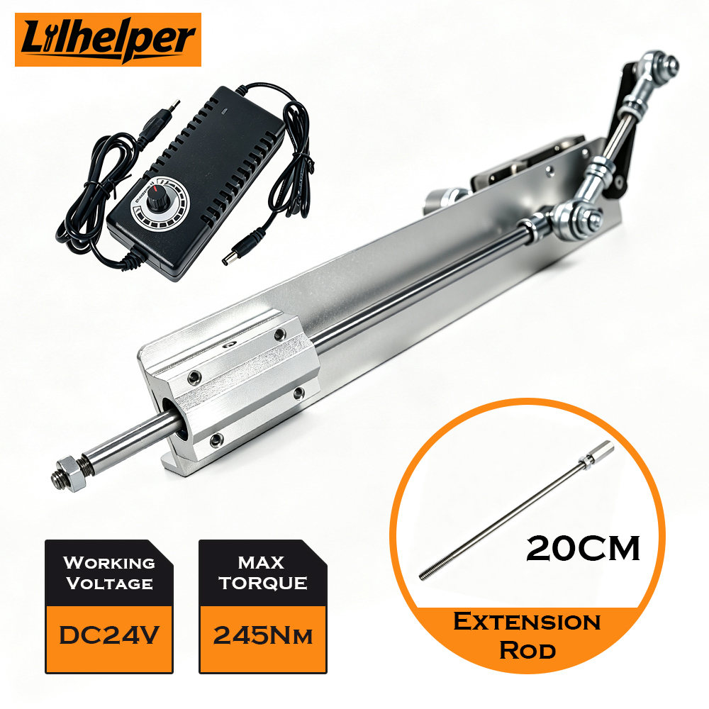 Geared Motor - 220V DCギア減速モーター往復式リニアアクチュエーターDIY伸縮式プッシュプルロッドストローク3-15cm、20cm延長ロッド付き