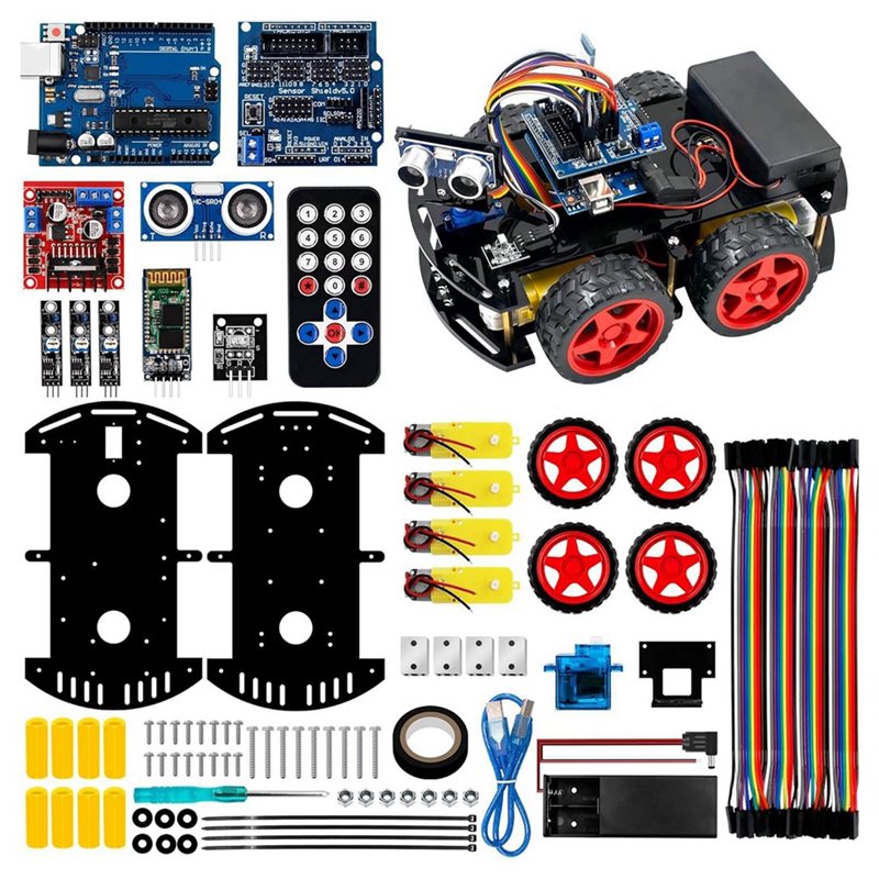 Arduino Robot - WOWFU-4WDスマートロボットカーキット Arduino UNO R3スターター電子ロボットキット用