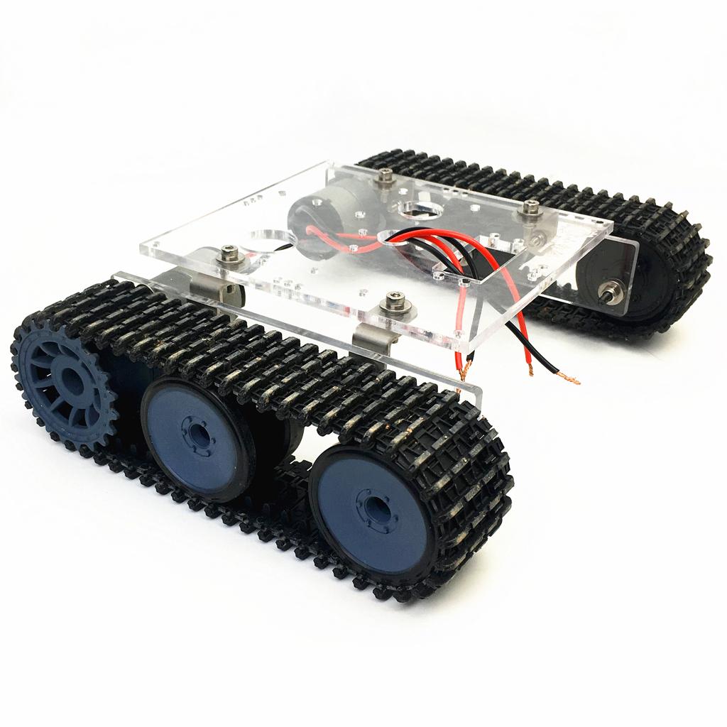 アクリル合金製の車体と履帯を備えたロボット。教育実験用のDI - Robot Car Kit のレビューと価格