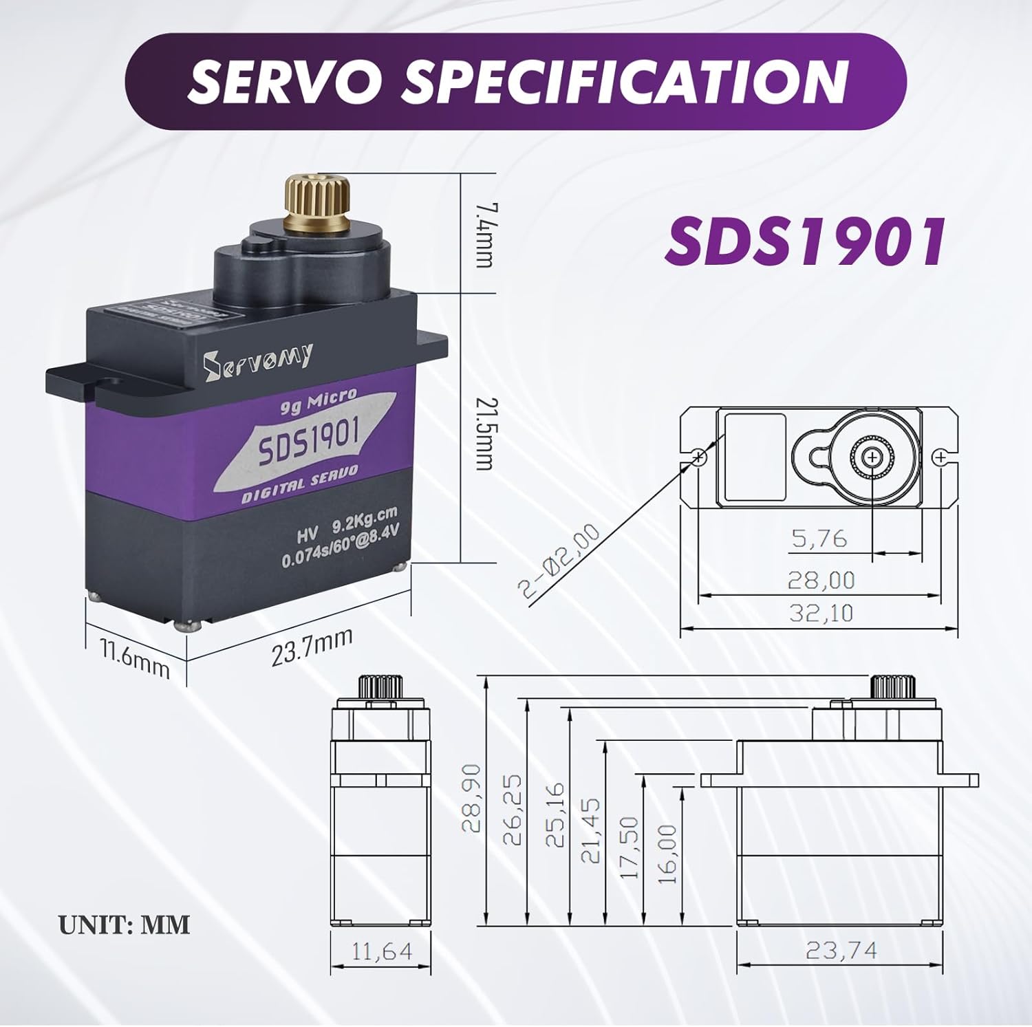 SERVOMY-SDS1901 デジタル9Gマイクロコアレス - Sg90 Servo のレビューと価格