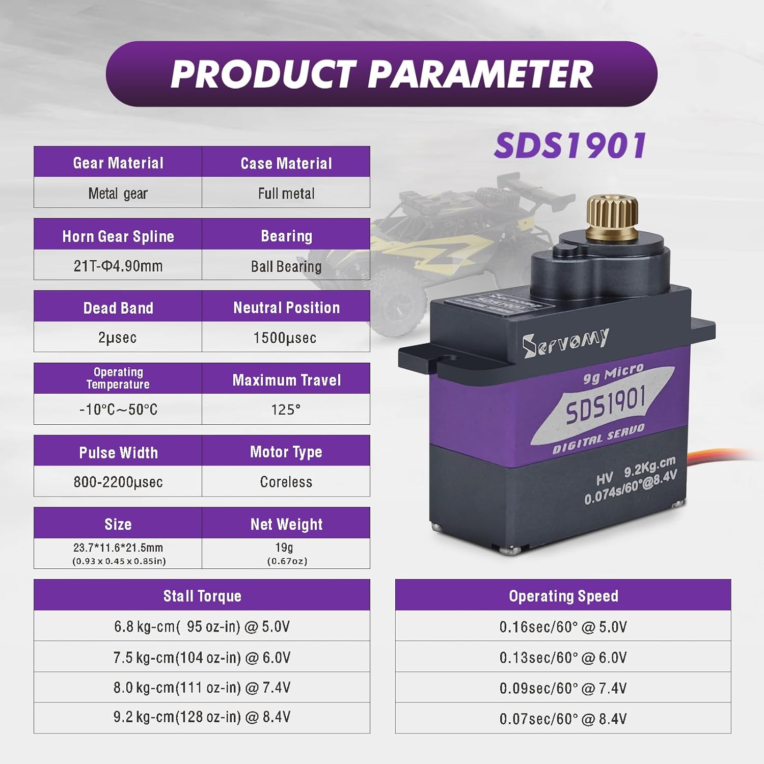SERVOMY-SDS1901 デジタル9Gマイクロコアレス - Sg90 Servo のレビューと価格