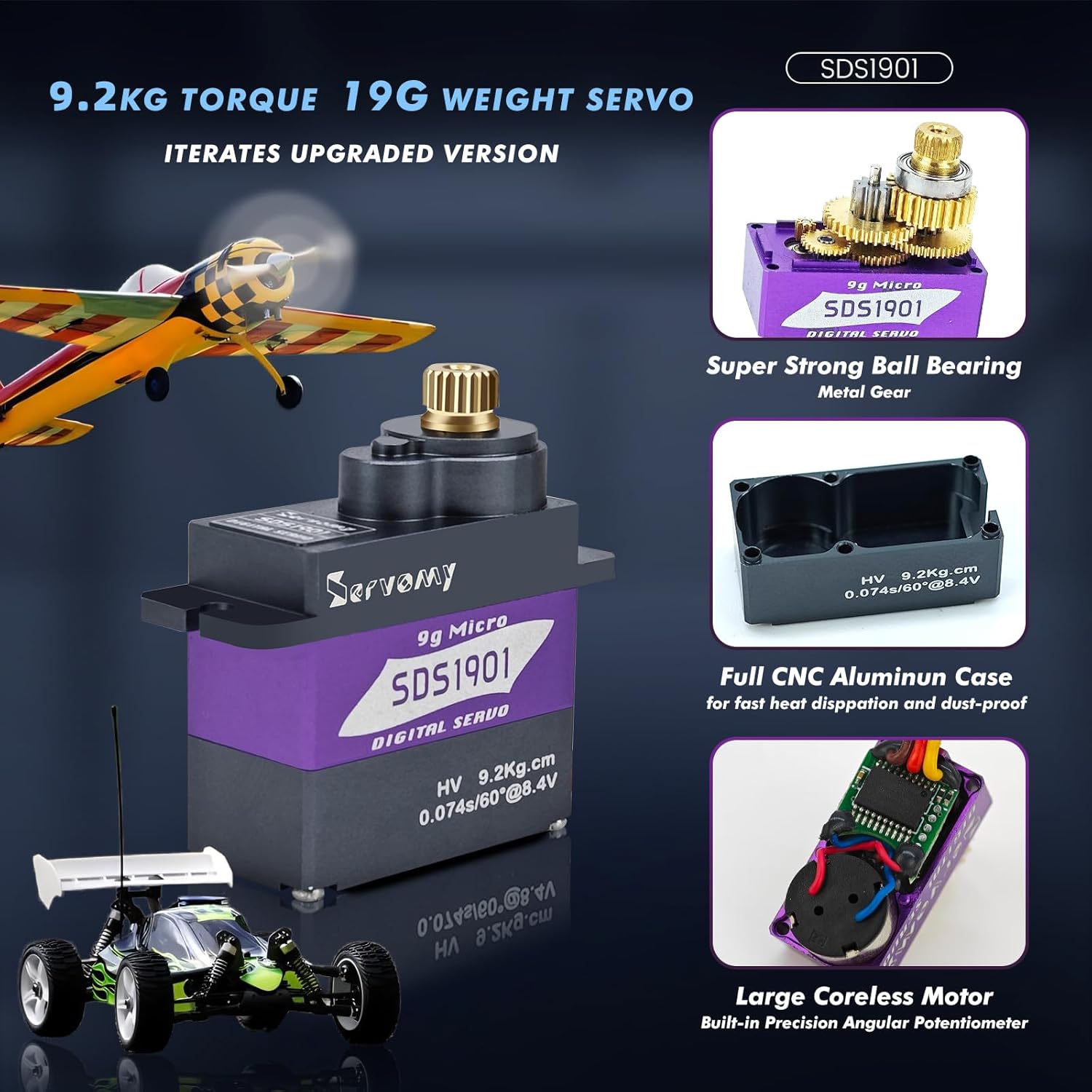SERVOMY-SDS1901 デジタル9Gマイクロコアレス - Sg90 Servo のレビューと価格