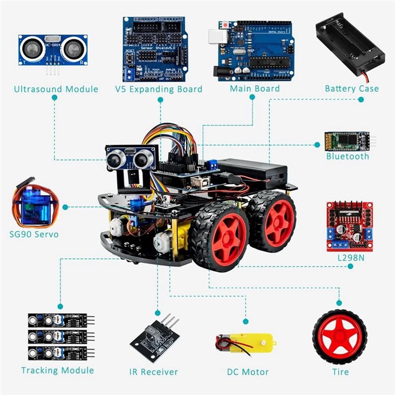 WOWFU-4WDスマートロボットカーキット Arduino - Arduino Robot のレビューと価格